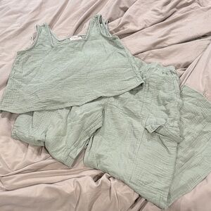 Mint Green Sleeveless pant set